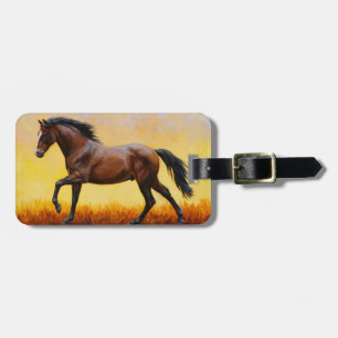Dark Bay Stallion Horse Galloping Luggage Tag