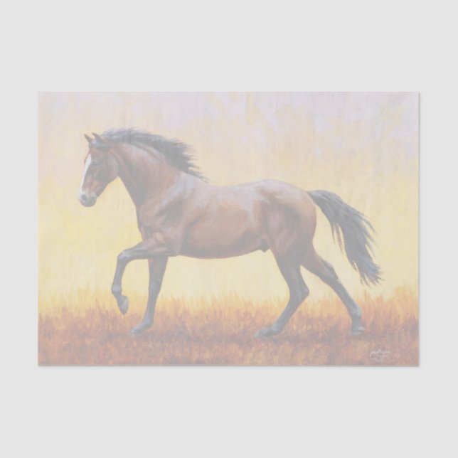 Dark Bay Stallion Horse Galloping Tissue Paper (Front)