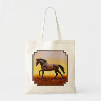 Dark Bay Stallion Horse Galloping Tote Bag