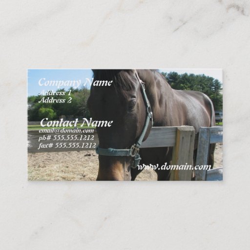 Customizable Dark Bay Thoroughbred Horse Business Card