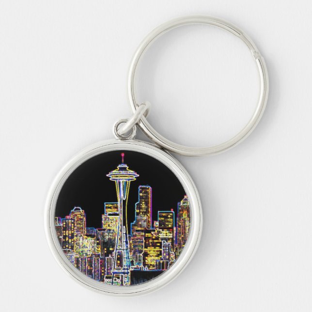 Dark be the Night - Luminous Seattle Skyline Keychain (Front)
