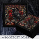 Dark Beauty Goth Red Roses Black Crow Raven Gift Box<br><div class="desc">Experience the artistry of Gothic beauty with this design, suited for a beautiful dark gothic valentine theme. Inspired by my love for black, deep reds, and brushed gold, this design showcases a fusion of dark sophistication and intricate details. Delicate roses and ornate hearts adorn the piece, together with the sleek...</div>