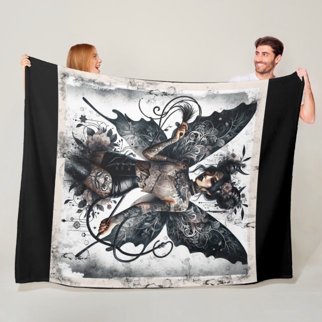 Dark Beauty Gothic Asian Fairy Tattoos & Whip Fleece Blanket (In Situ)