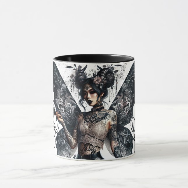Dark Beauty Gothic Asian Fairy Tattoos & Whip Mug (Center)