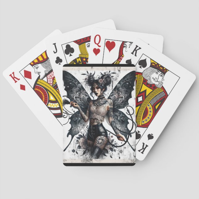 Dark Beauty Gothic Asian Fairy Tattoos & Whip Poker Cards (Back)