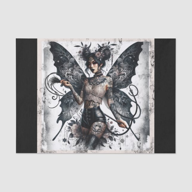 Dark Beauty Gothic Asian Fairy Tattoos & Whip Tissue Paper (Front)