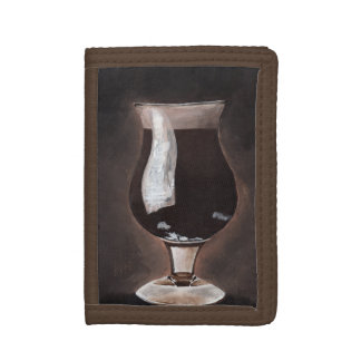 Dark Beer in Tulip Glass Porter Stout Painting Art Tri-fold Wallet