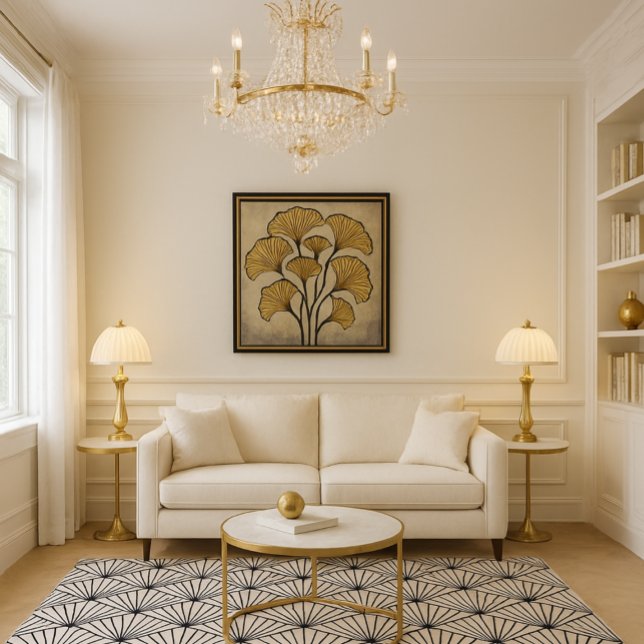 Dark Beige & Black Art Deco Rug - Fan Pattern (Art Deco / Art Nouveau Fan Pattern Beige and Black Rug)