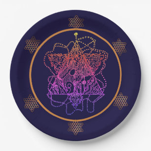 Dark Berry Rainbow Jewish Star    Paper Plates
