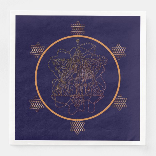 Dark Berry Wine Jewish Star Paper Plates  Dinner Napkins (Front)