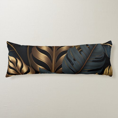 Dark Black and Golden Leaves Throw Pillow