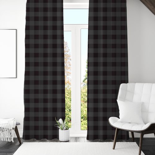 Custom Window Curtains 14 Dark Black And Gray Buffalo Plaid Checkered Blackout Curtains