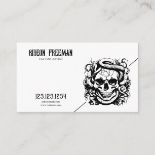 Dark Black and White Snake Skull Tattoo Artist Business Card