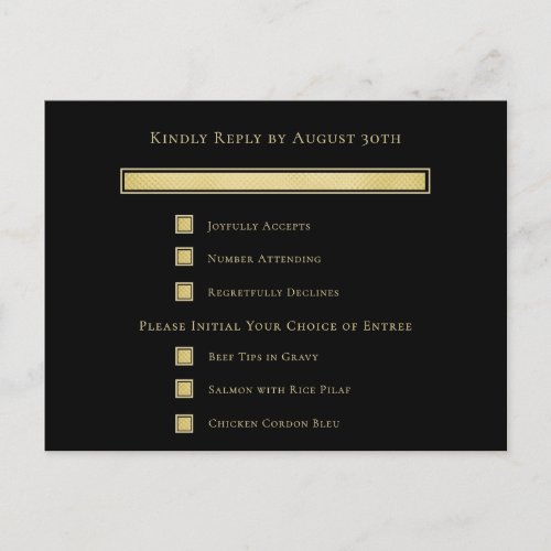 Dark Black Background Gold Menu Selection Card