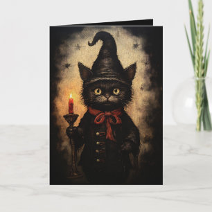Dark Black Cat Design for Halloween, Goth & Occult Card