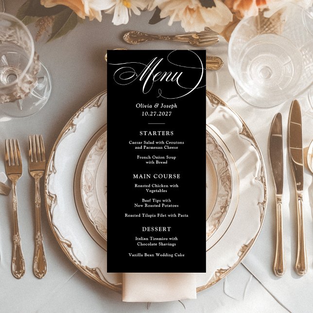 Dark Black | Classic Italian Elegance Wedding Menu (Creator Uploaded)