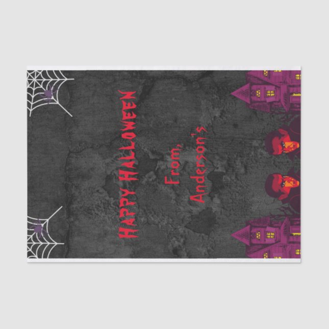 Dark Black Creepy Custom Halloween Party Gift Tissue Paper (Front)