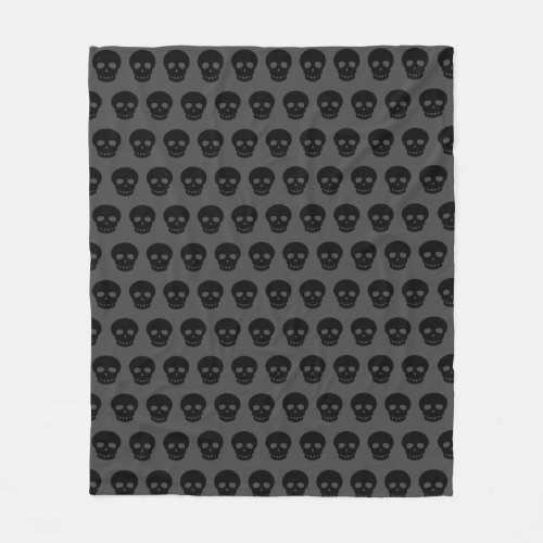 Dark Black Goth Skulls Fleece Blanket