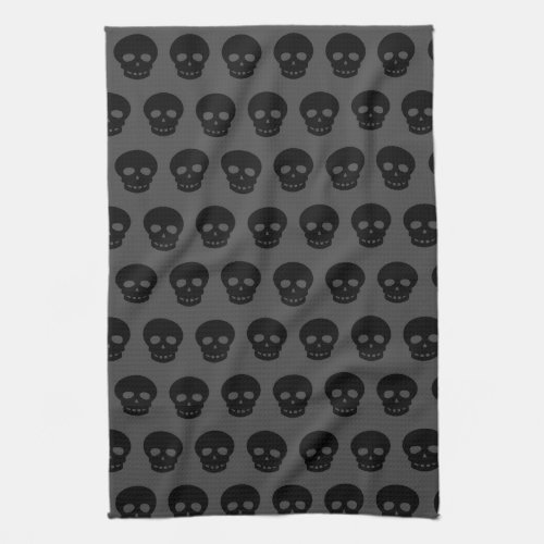 Dark Black Goth Skulls Kitchen Towel