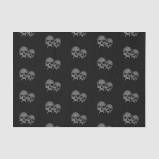 Dark Black Gothic Skull Halloween Costume Party Tissue Paper (Front)