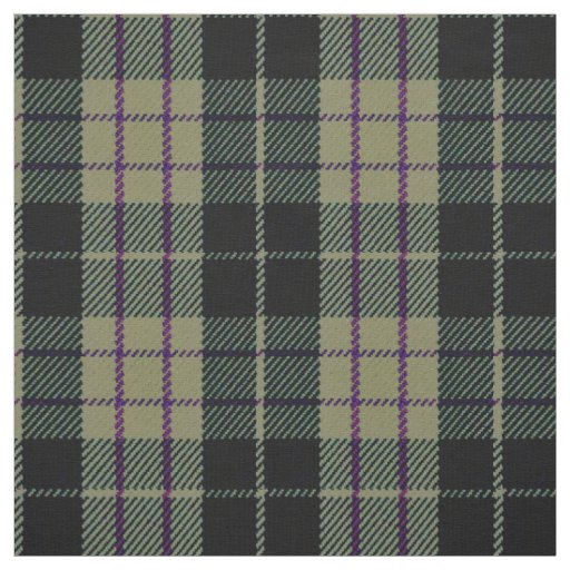 Dark black green, white  black/purple stripe plaid fabric