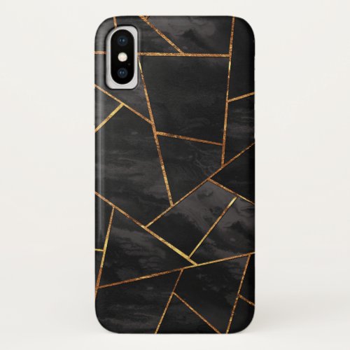 Dark Black Ink Gold Copper Geometric Glam 1 geo  iPhone X Case