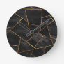 Dark Black Ink Gold Copper Geometric Glam #1 #geo  Round Clock