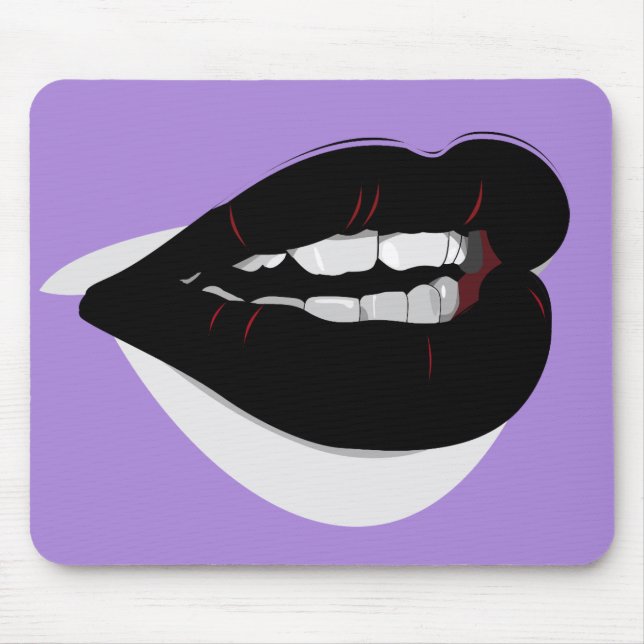 Dark Black Lipstick Lips Mouse Pad (Front)