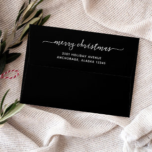 Dark Black Merry Christmas Envelope