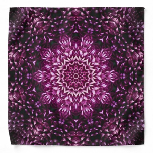 Dark black pink vintage ornamental floral pattern bandana