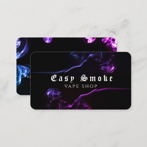 Dark Black Purple Smoke Vape Shop Business Card