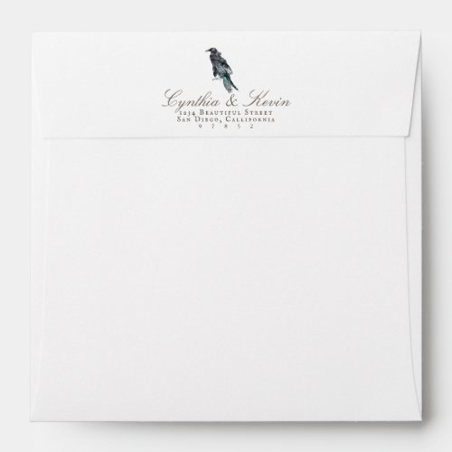 Dark Black Raven Liner Envelopes Return Address 2