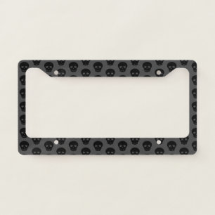 Dark Black Skull Pattern License Plate Frame