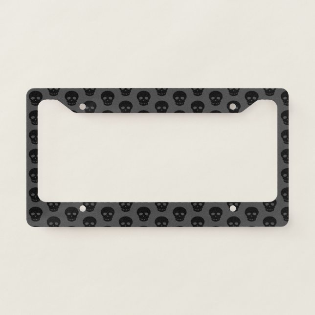 Dark Black Skull Pattern License Plate Frame (Front)
