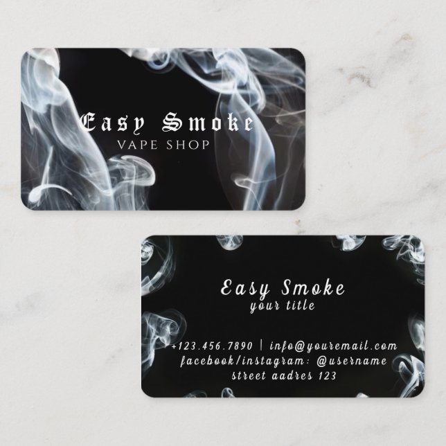 Dark Black Smoke Vape Shop Business Card (Front/Back)