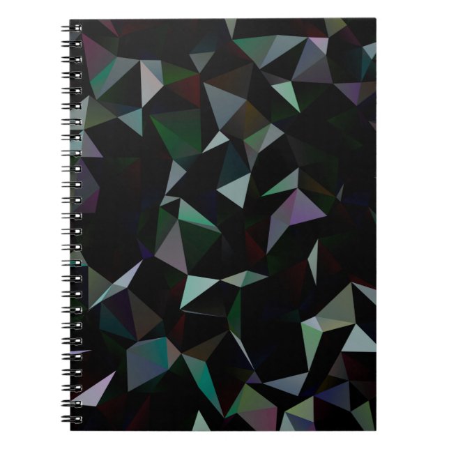 Dark Black triangle mosaic pattern. Geometric illu Notebook (Front)