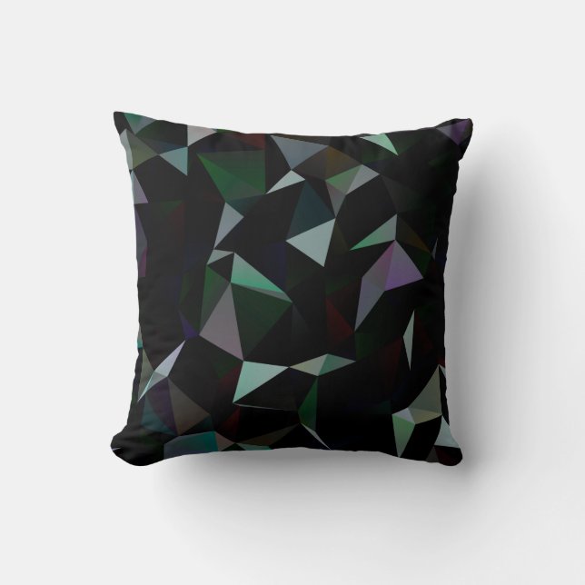 Dark Black triangle mosaic pattern. Geometric illu Throw Pillow (Front)
