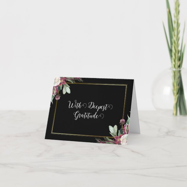 Dark Bloom Croning Ceremony   Letterpress Thank You Card (Front)