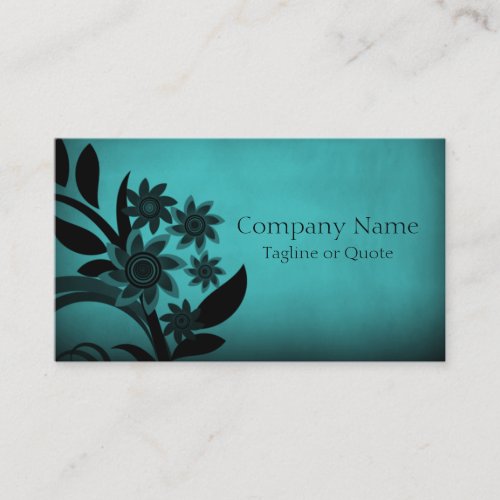 Dark Blooms Business Card Turquoise Business Card