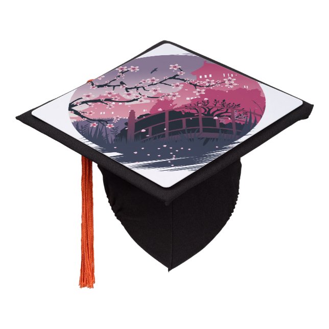 Dark Blossom Graduation Cap Topper (Angled)