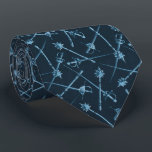 Dark Blue 1880s Melee Weapons Necktie<br><div class="desc">Swords and maces - from an 1880s design</div>