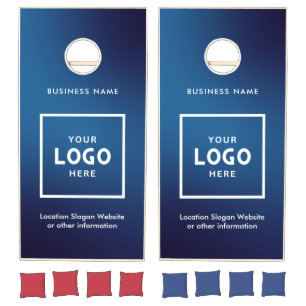 Dark Blue Abstract Business Logo Branded  Cornhole Set