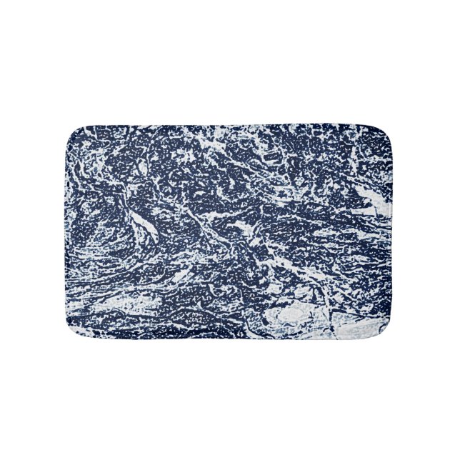 Dark Blue Abstract Pattern Bathroom Mat (Front)
