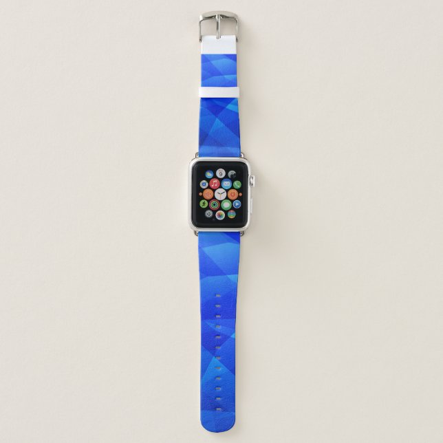 Dark BLUE abstract polygonal. Triangular geometric Apple Watch Band (Front)