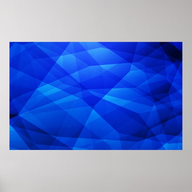 Dark BLUE abstract polygonal. Triangular geometric Poster (Front)
