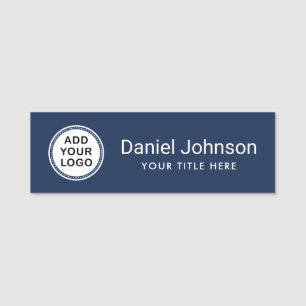 Dark blue add custom logo business staff employee name tag