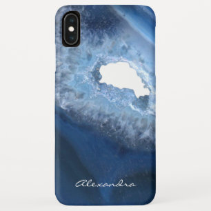 Dark Blue Agate Geode Monogram iPhone XS Max Case