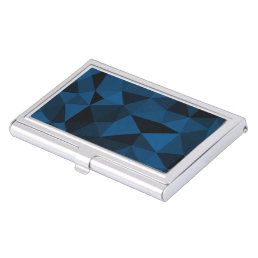 Dark blue and black geometric mesh pattern business card case