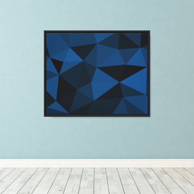 Dark blue and black geometric mesh pattern canvas print (Insitu(Wood Floor))