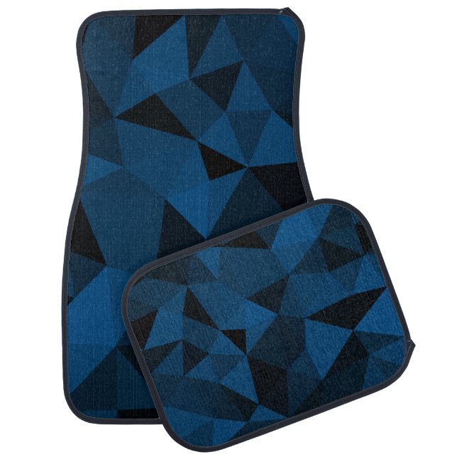 Dark blue and black geometric mesh pattern car floor mat (Set)